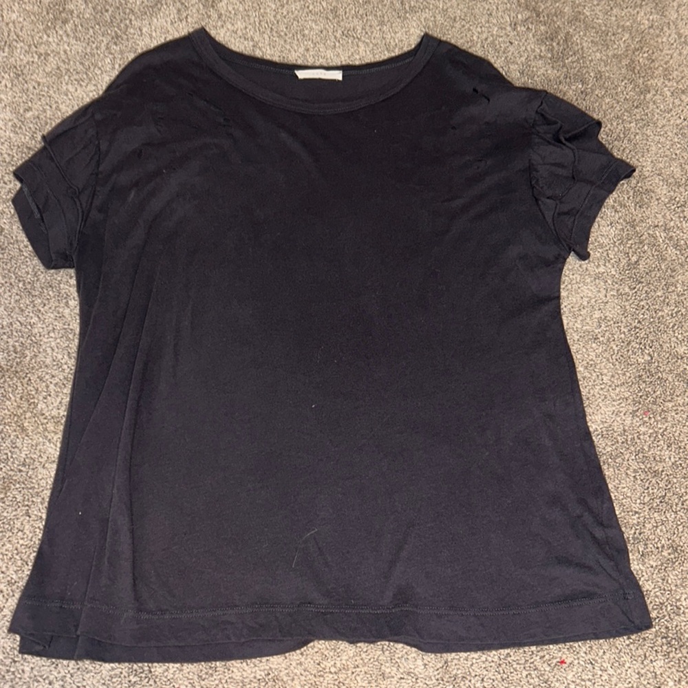 dark gray ruffle sleeve shirt